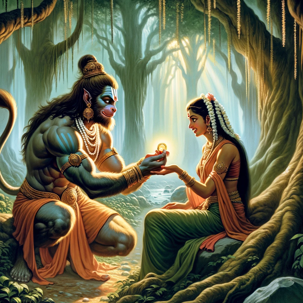 Hanuman Gives Rama’s Ring to Sita